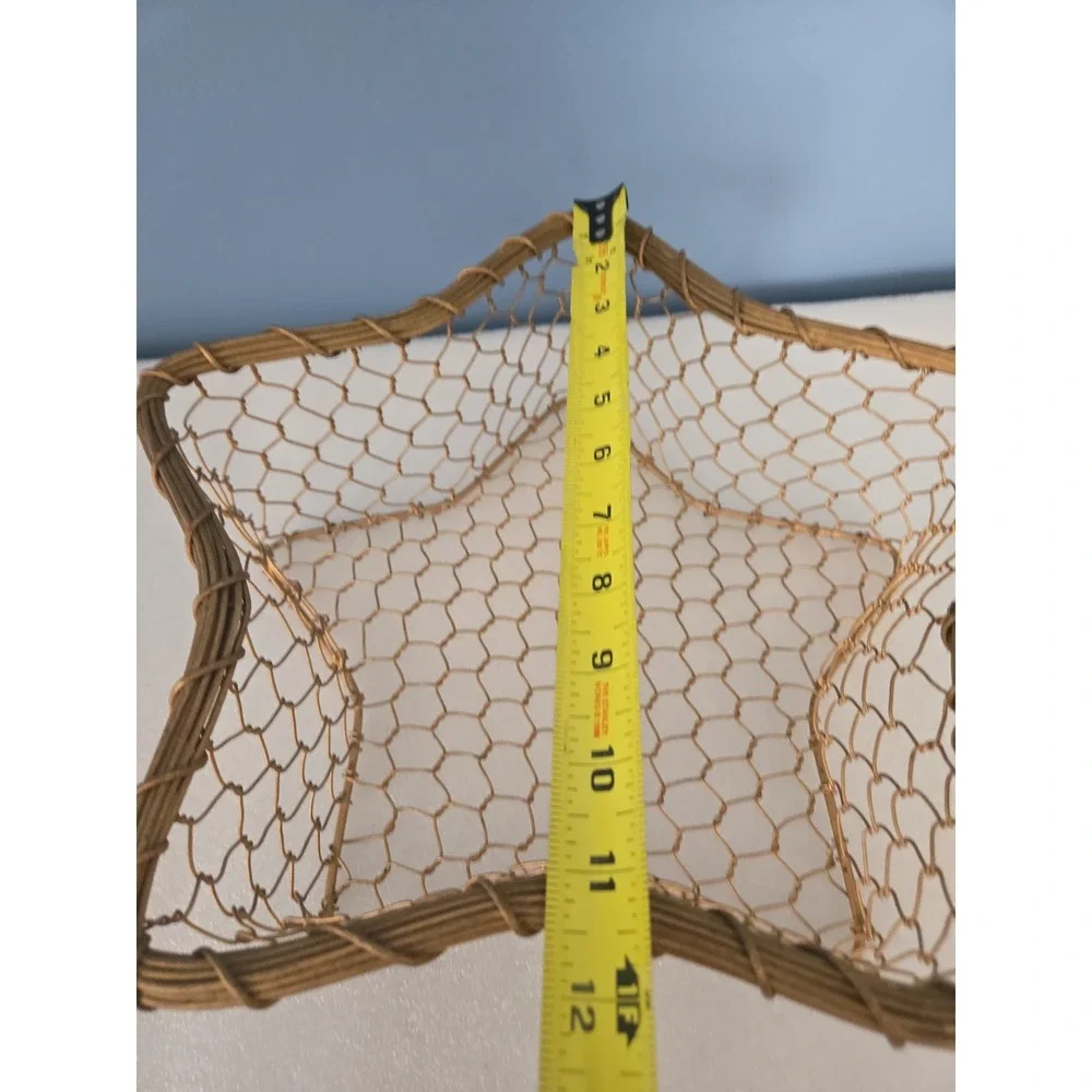 Vintage 90s Celestial Gold Wire Star Basket Whimsigoth Decor Towel Display